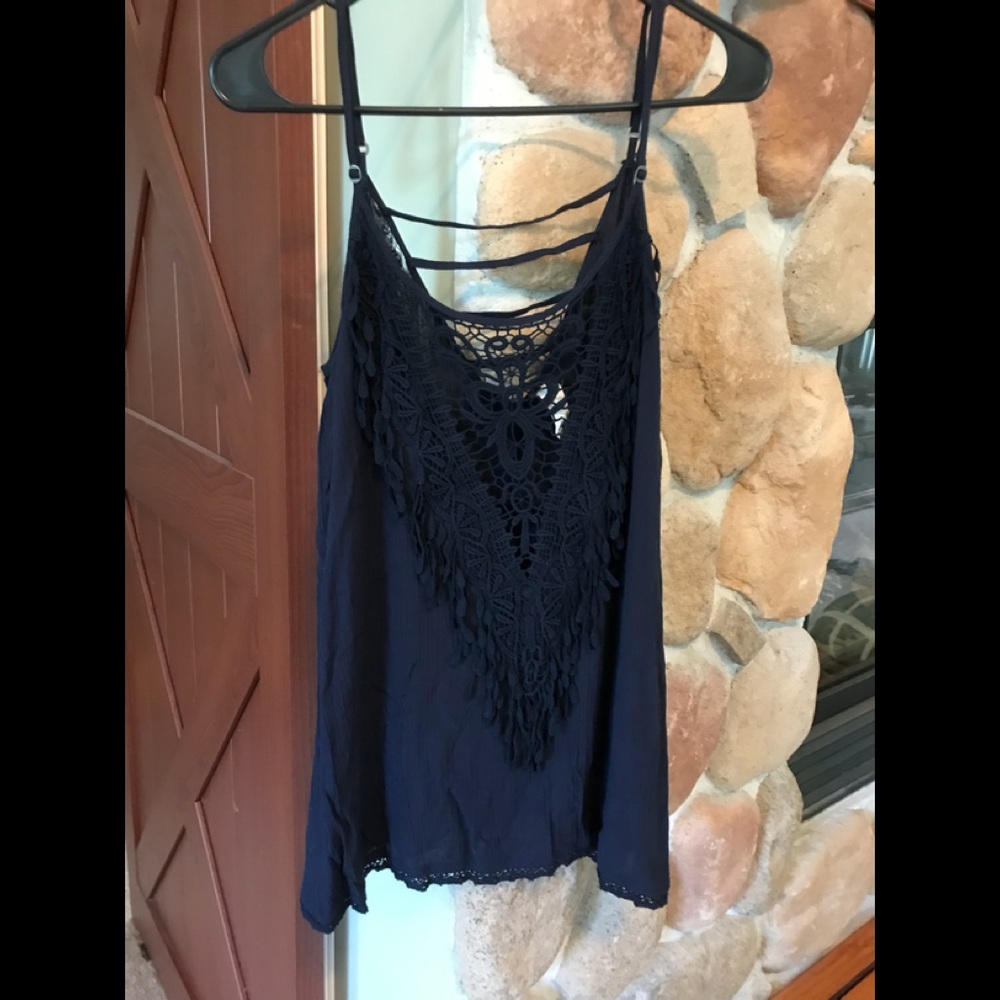 Tokyo Darling large navy blue top, adjustable straps.